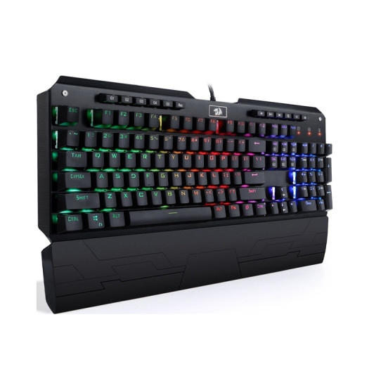 Redragon K555 INDRAH Mechanical Gaming Keyboard with Blue Switches, Macro Recording, Wrist Rest, Full Size, for Windows PC Gamer RGB LED Backlit - K555RGB-1